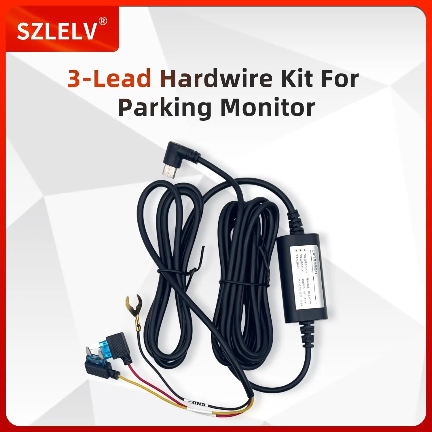 12 24V to 5V 2.5A Type C Hardwire Kit for Dash Cam with ACC Function, 24H Parking Monitor