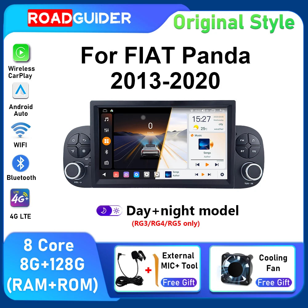 Head unit Android Auto Radio For Fiat Panda 2013-2020 Car Multimedia Video Player Wireless