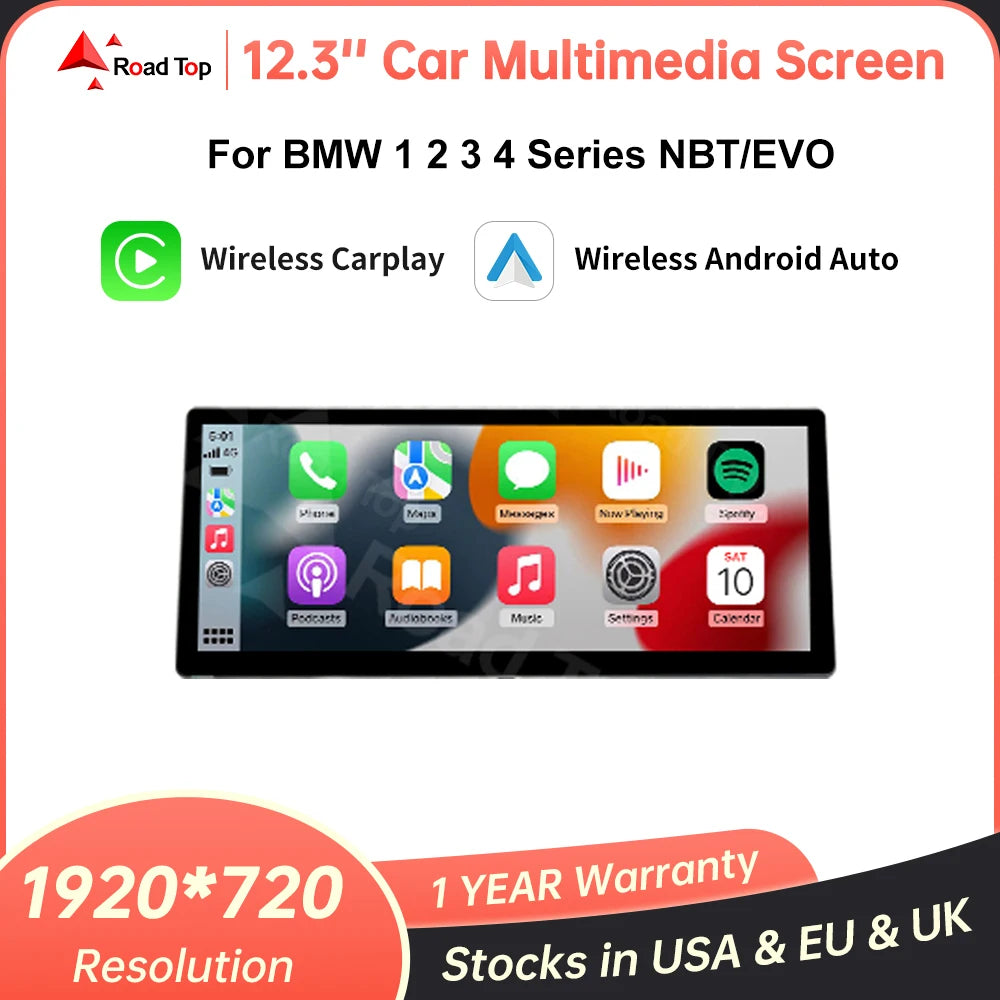 Car Radio Multimedia Display Screen Wireless Carplay Android Auto For BMW 1 2 3 4 Series F | AUTOKITSHOP