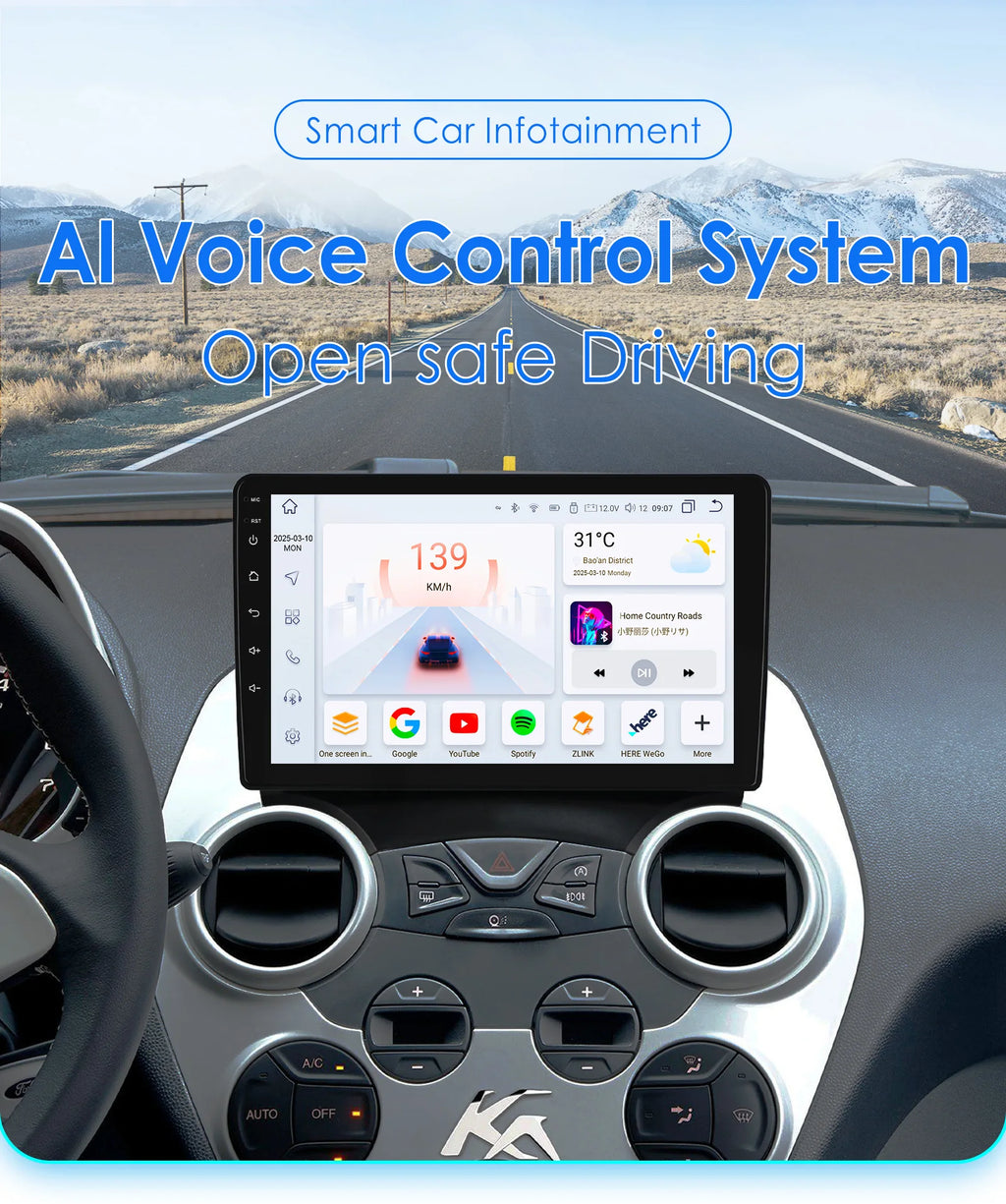 9"2DIN Carplay Android 14 Car radio for Ford KA 2008 2009 2010 - 2014 multimedia player GP