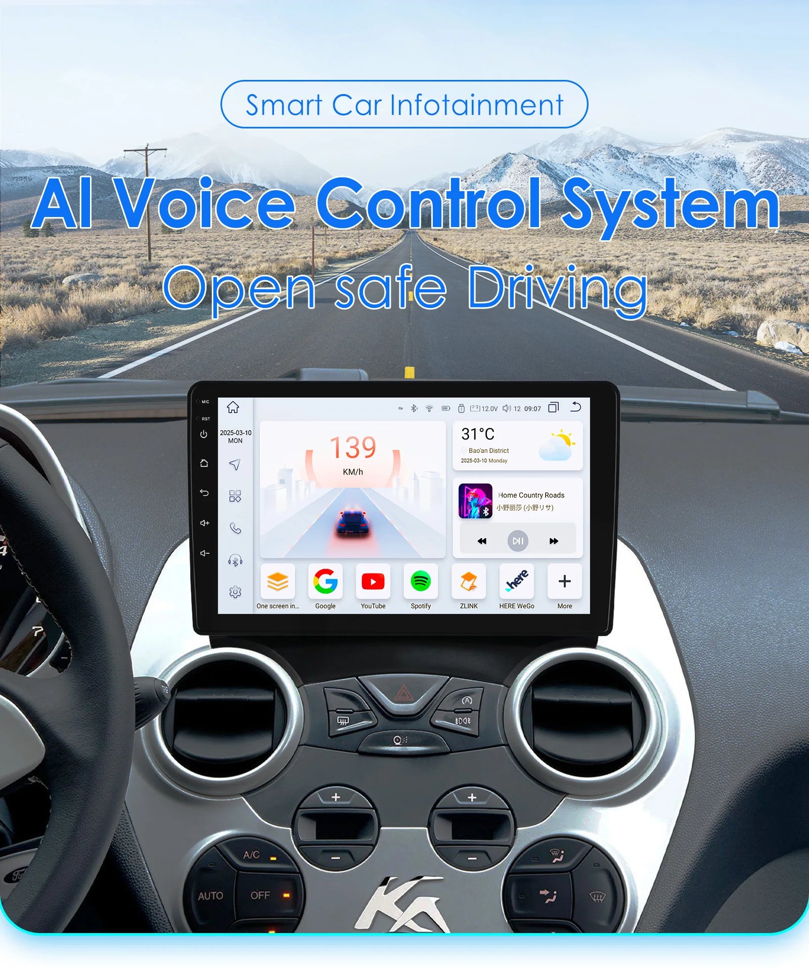 9"2DIN Carplay Android 14 Car radio for Ford KA 2008 2009 2010 - 2014 multimedia player GP