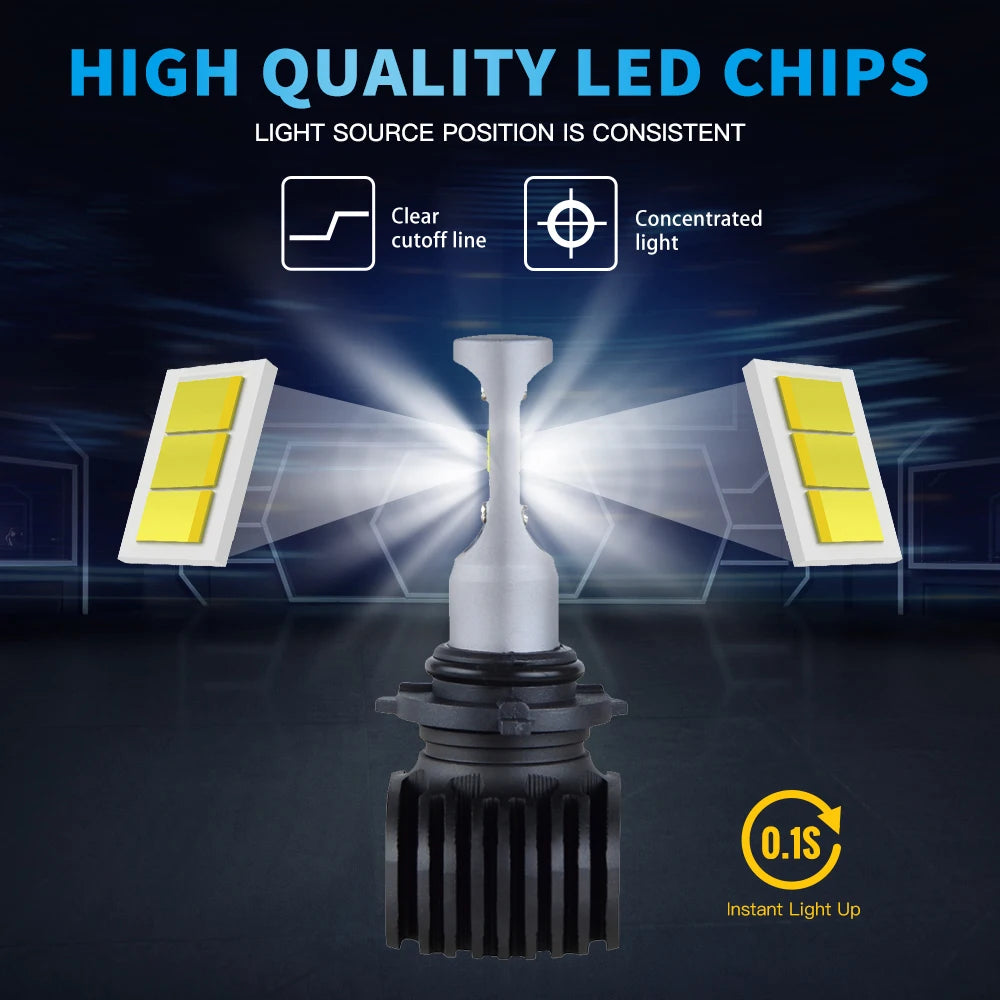 BEVINSEE 2x 8000LM 9007 HB5 LED Headlight Bulbs Hi/Lo Beam Fanless Easy Installation IP68