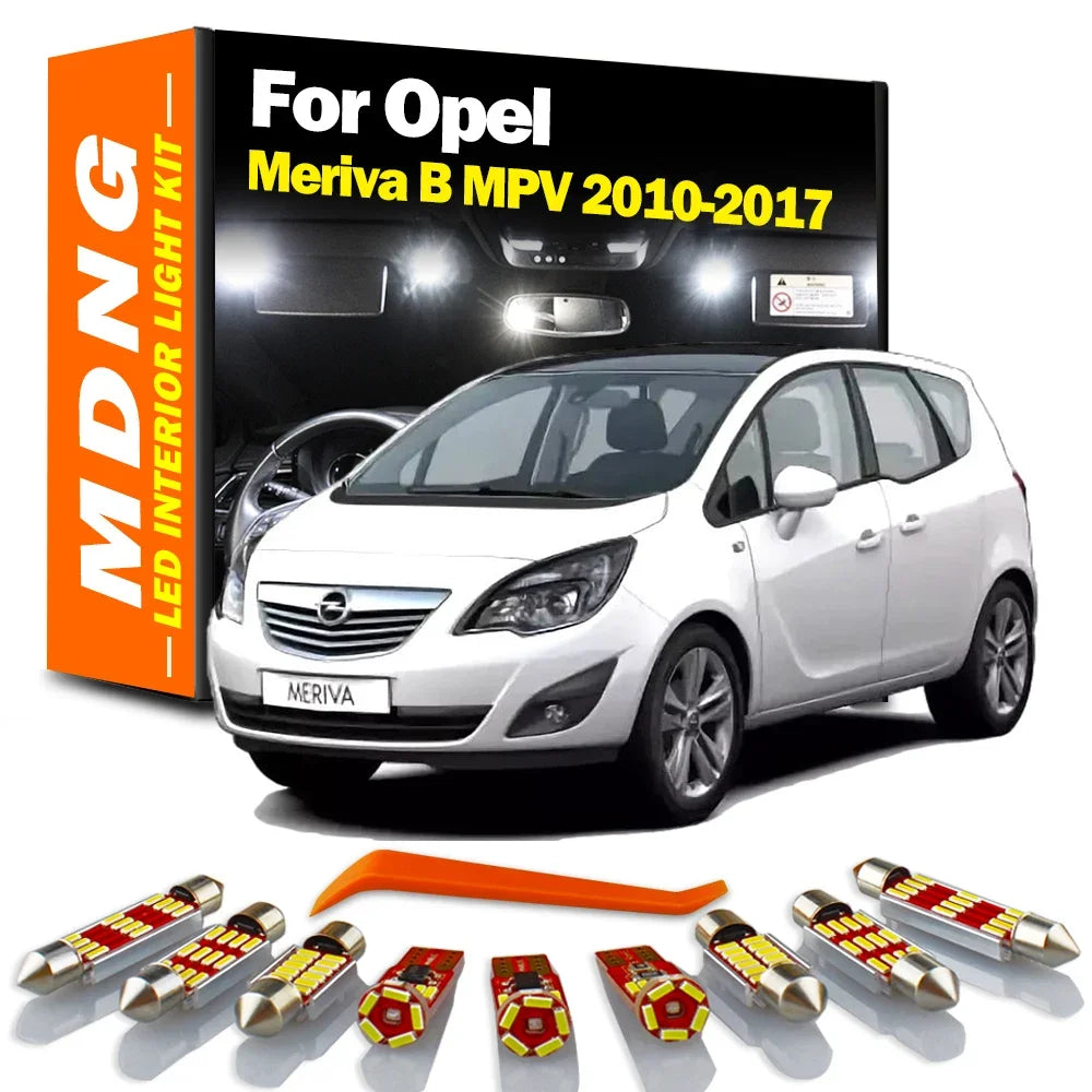 11-Piece LED Interior Light Kit for Vauxhall Opel Meriva B MPV 2010-2017 - Canbus Dome Map Door Trunk Bulbs | AUTOKIT...