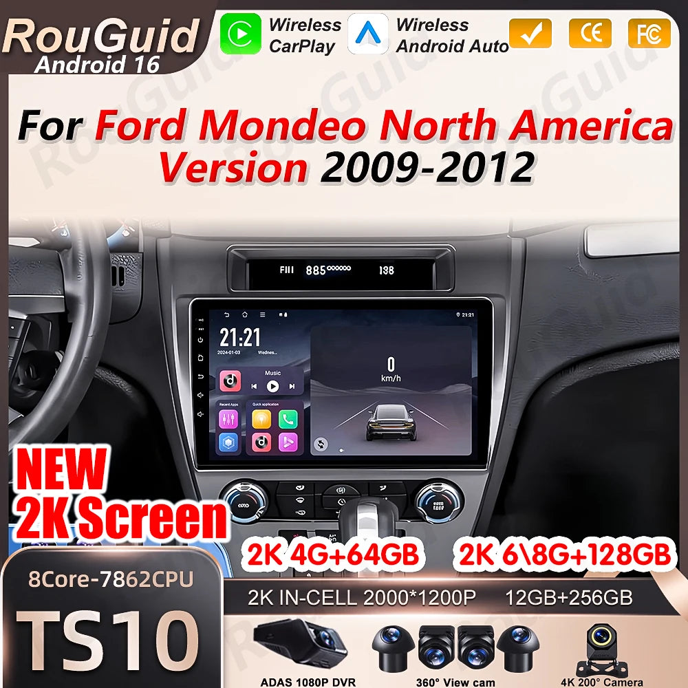 Android 16 Carplay Car Radio For Ford Mondeo North America Version 2009 2010 2011 2012 Vid | AUTOKITSHOP