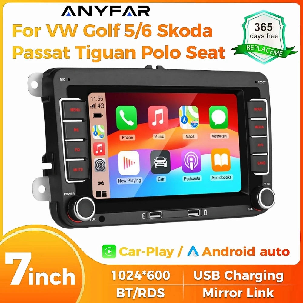 7" 2 Din HD Car Media Video RDS Airplay Car Radio CarPlay Android Auto Stereo Audio For Vo | AUTOKITSHOP
