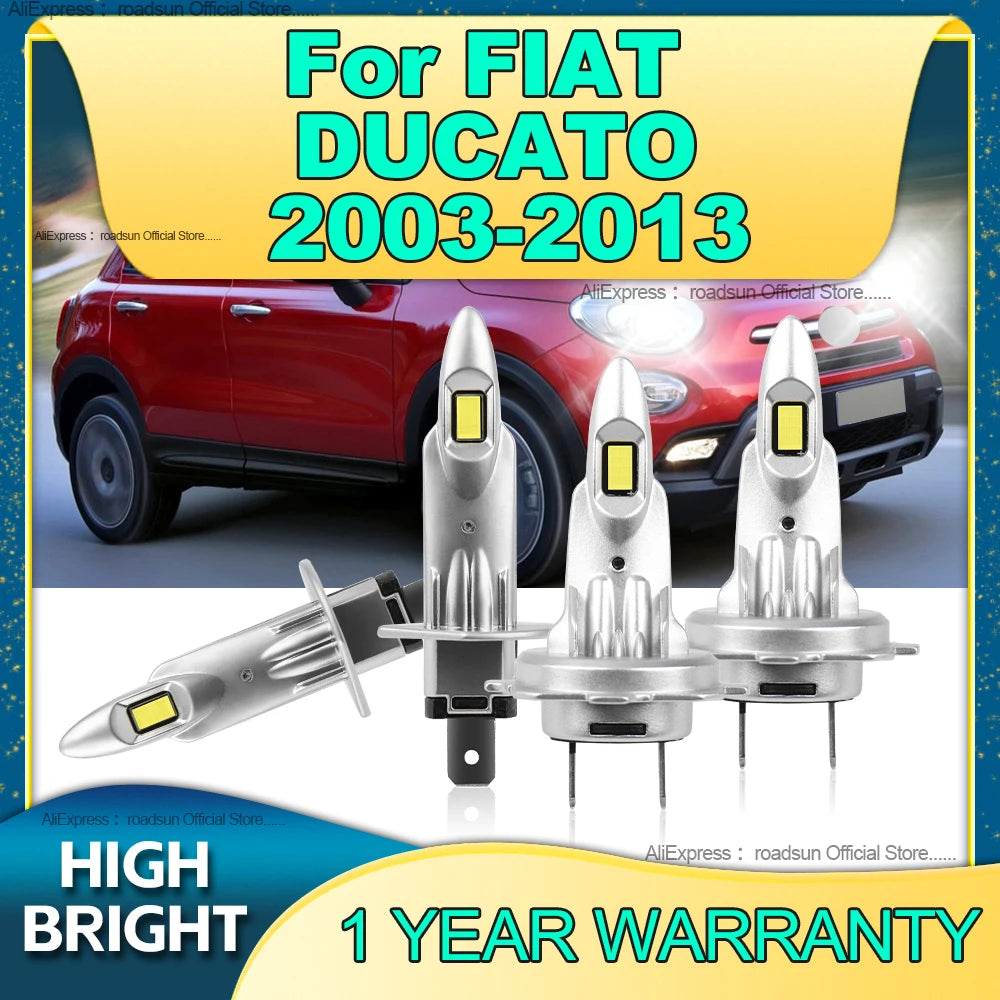 2/4Pcs LED Light 25000LM H7 H1 Mini Size Headlamp Wireless Car Bulb For FIAT DUCATO 2003 2