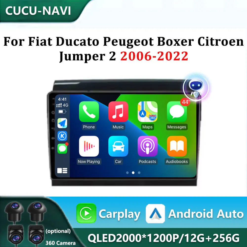 Android 14 Car Radio For Fiat Ducato 3 Citroen Jumper 2 Peugeot Boxer 2 2016-2022 Carplay  | AUTOKITSHOP