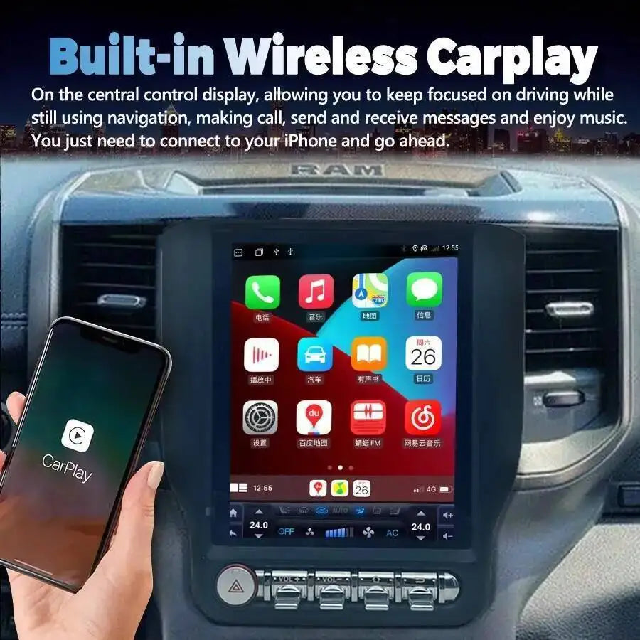 9.7Inch Android Auto Radio For Dodge Ram 2019 2020 2021 Multimedia Player Stereo Navigatio