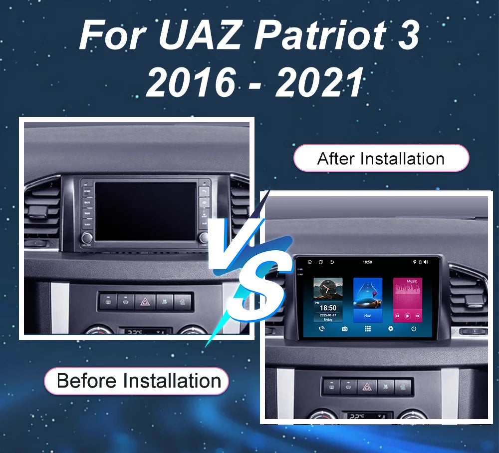 Android Car Radio For UAZ Patriot 3 2016 - 2021 Auto Player Multimedia Carplay Stereo GPS