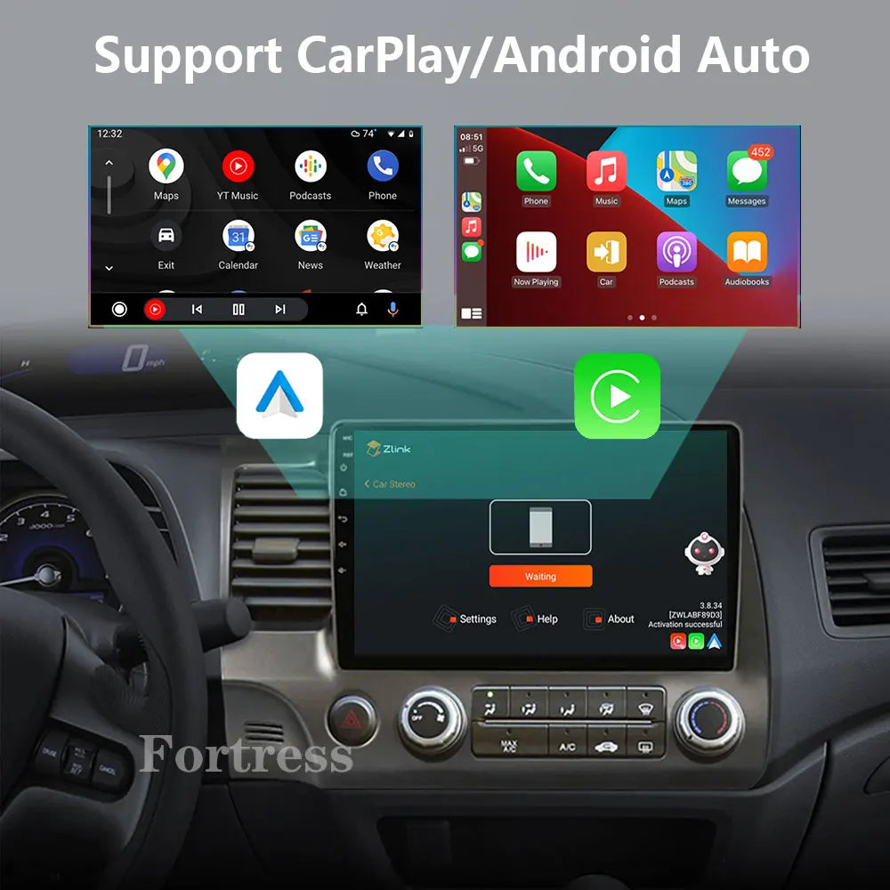 Android 16 Car radio For Honda Civic 8th 2005-2011 Carplay Android auto Qualcomm Car stere