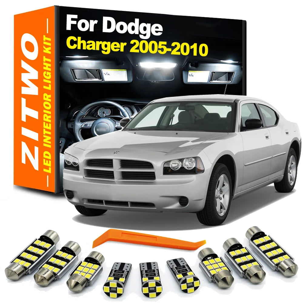 ZITWO 15Pcs Canbus For Dodge Charger 2005 2006 2007 2008 2009 2010 LED Interior Dome Map Sun Visor Door Light Kit Car LED Bulb