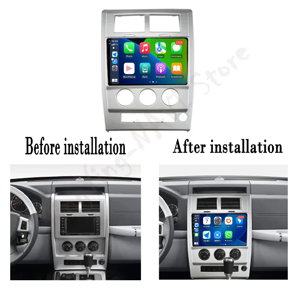 Android 16 For Jeep Cherokee Liberty KK 2007-2012 Car Video 4G GPS QLED Radio Auto radio C