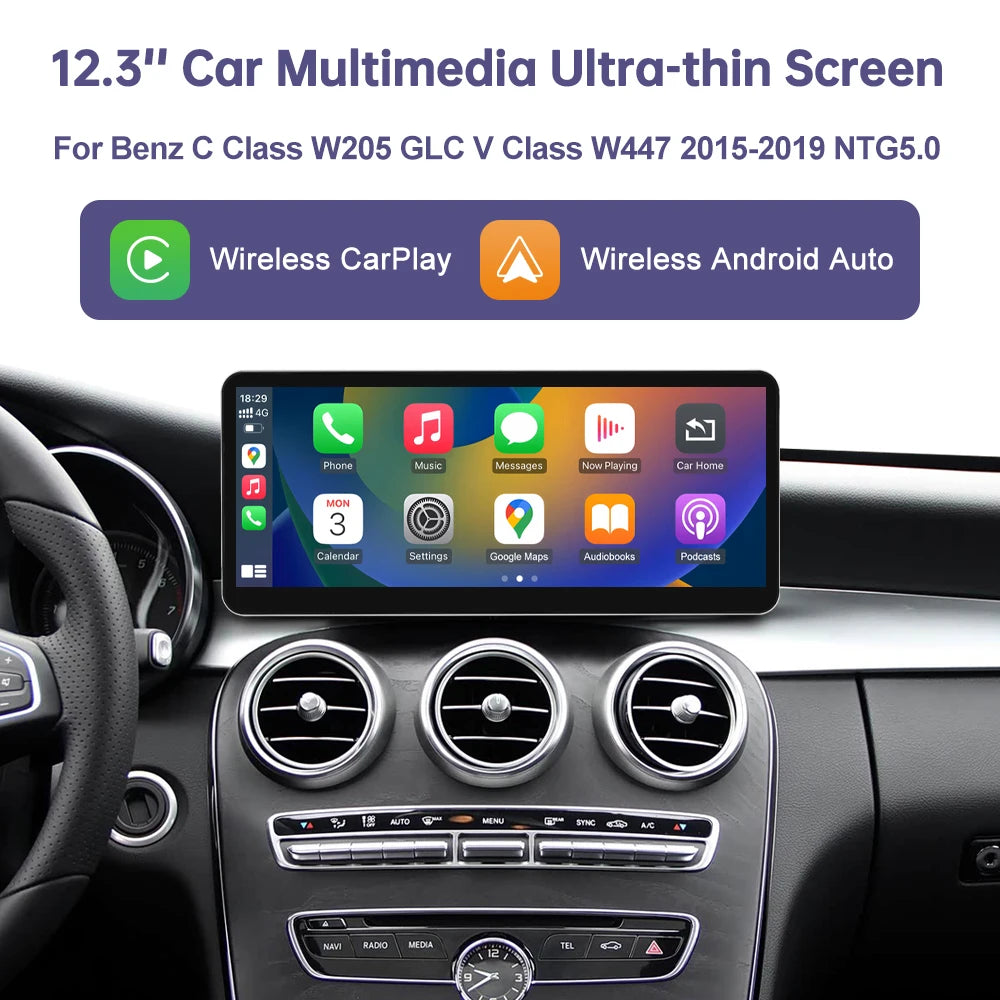 CN 12.3" Linux Touch Screen for Mercedes Benz W205 GLC C V Class V447 GLA CLA NTG5.0 2015-