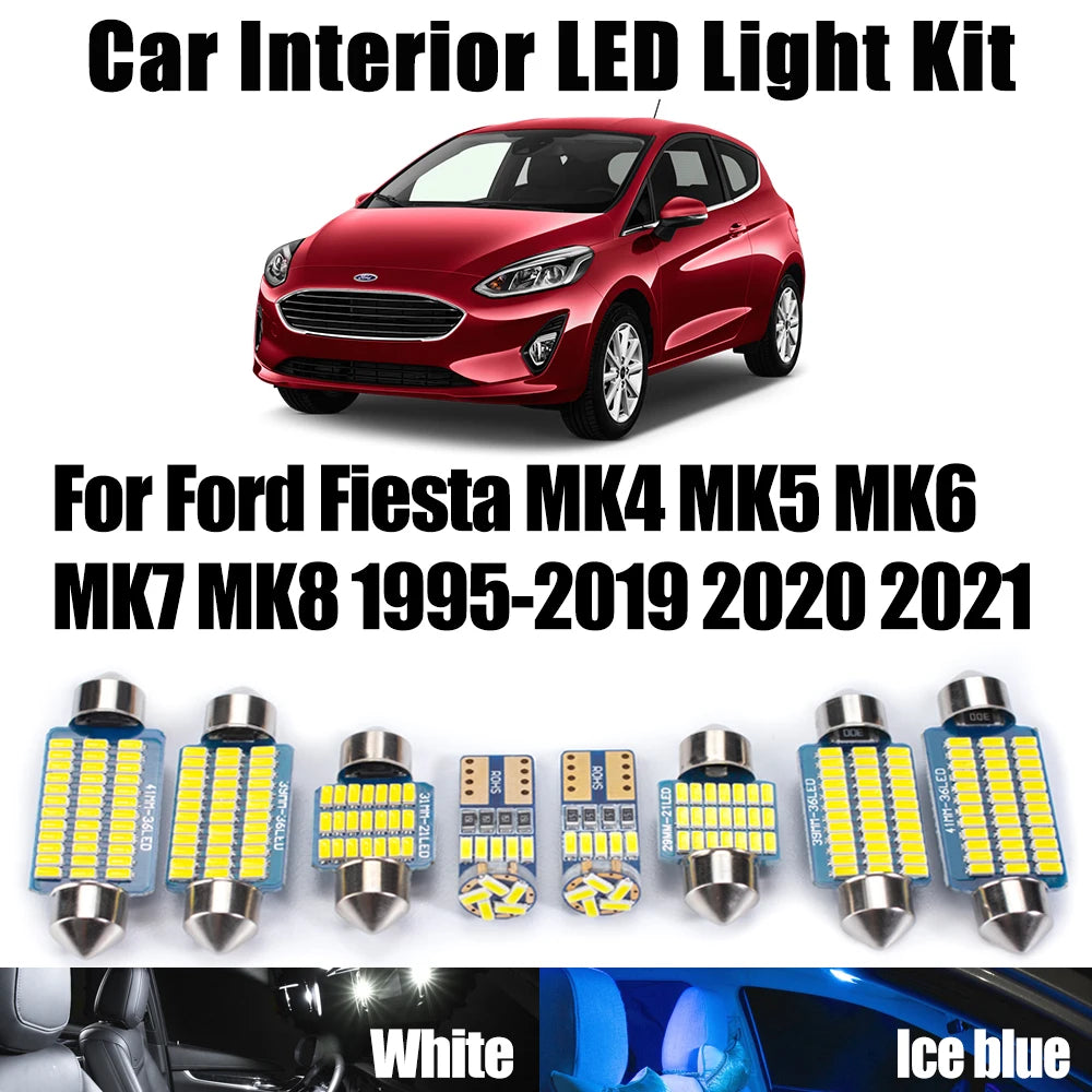 LED Interior Light Kit for Ford Fiesta MK4 MK5 MK6 MK7 MK8 1995- 2019 - Canbus Dome Map Door Trunk Bulbs | AUTOKITSHOP