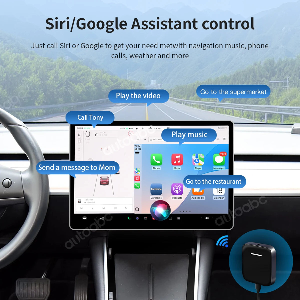 For Tesla Model 3 Y X S Wireless CarPlay Adapter Dual Wifi/Bluetooth Android 13 Smart Mult | AUTOKITSHOP
