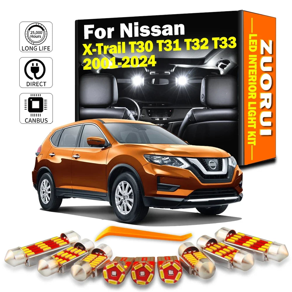 LED Interior Light Kit for Nissan X-Trail Xtrail T30 T31 T32 T33 2001- 2021 - Canbus Dome Map Door Trunk Bulbs | AUTO...