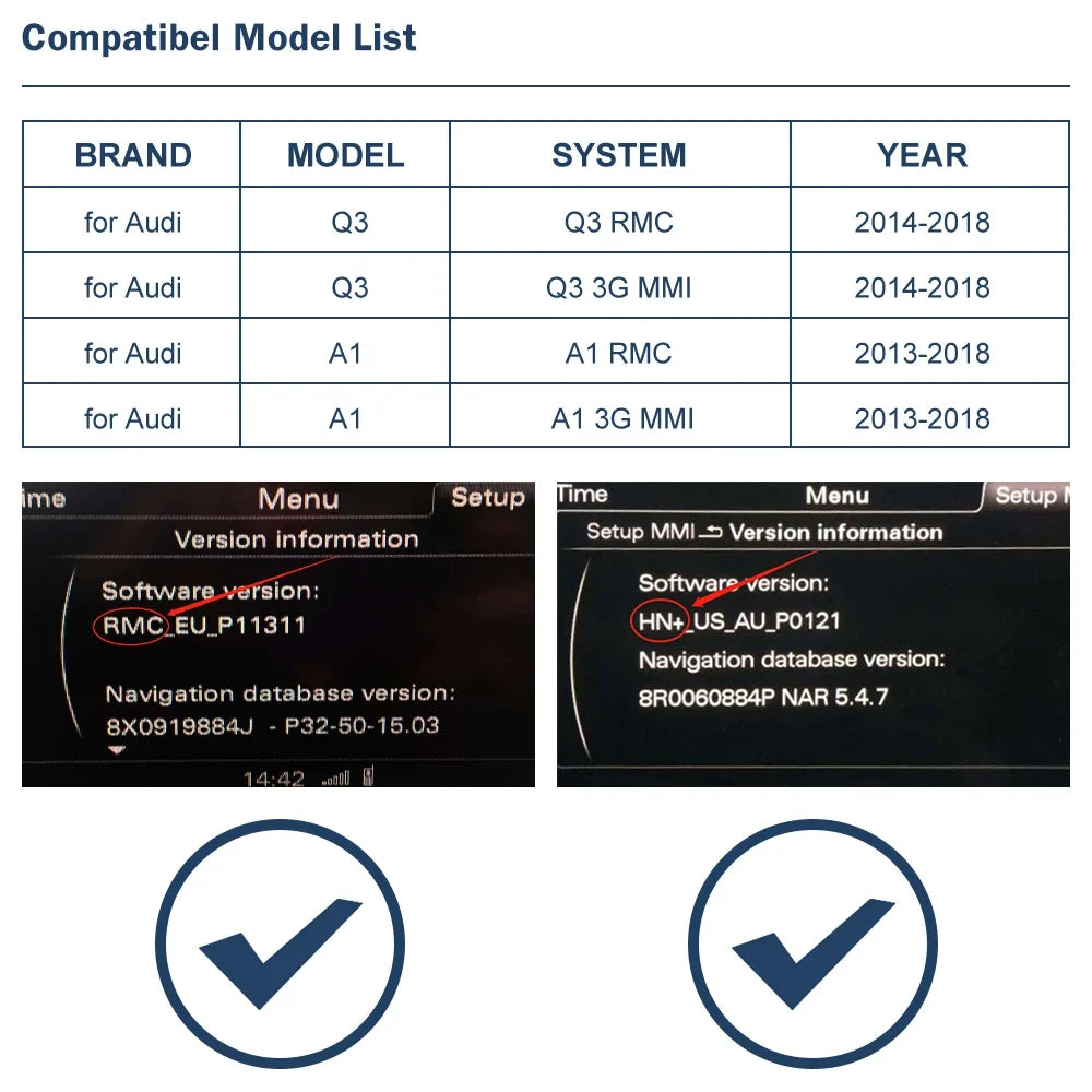 Wireless Carplay for Audi A1 Q3 2013-2018 Year Support Android Auto autolink Airplay Rear