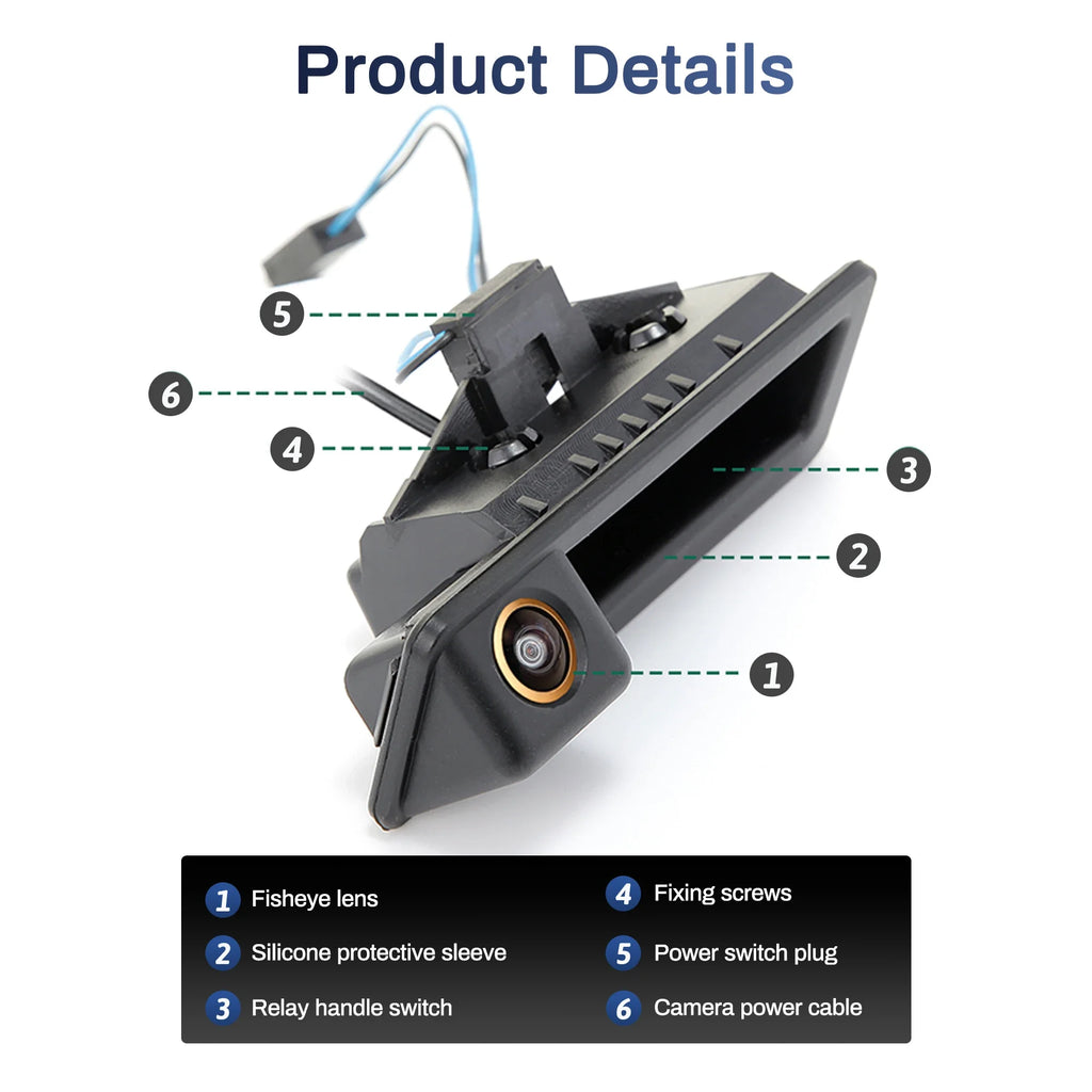 Trunk Handle Camera AHD 1080P 170°Car Rear Car Reverse For BMW E60 E39 E90 E82 E61 X1 E84