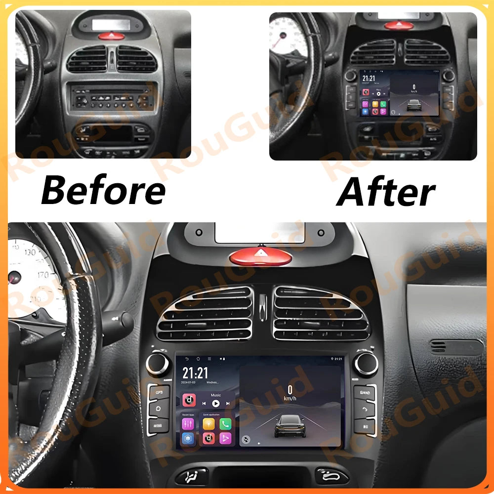 Android Auto Car Radio For Peugeot 206 206CC 206SW 2000- 2005 2006 2007 2008 Carplay Multi | AUTOKITSHOP