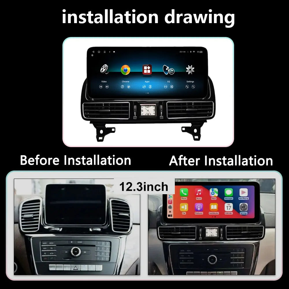 Android Auto Car Multimedia Display NTG4.5/5.0 For Mercedes Benz GLE / GLS 2015 -2019 Wire