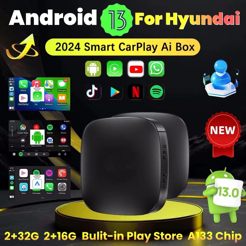 Android 13 Wireless Carplay Android Auto For Netflix Youtube For Hyundai SANTA FE TUCSON E | AUTOKITSHOP