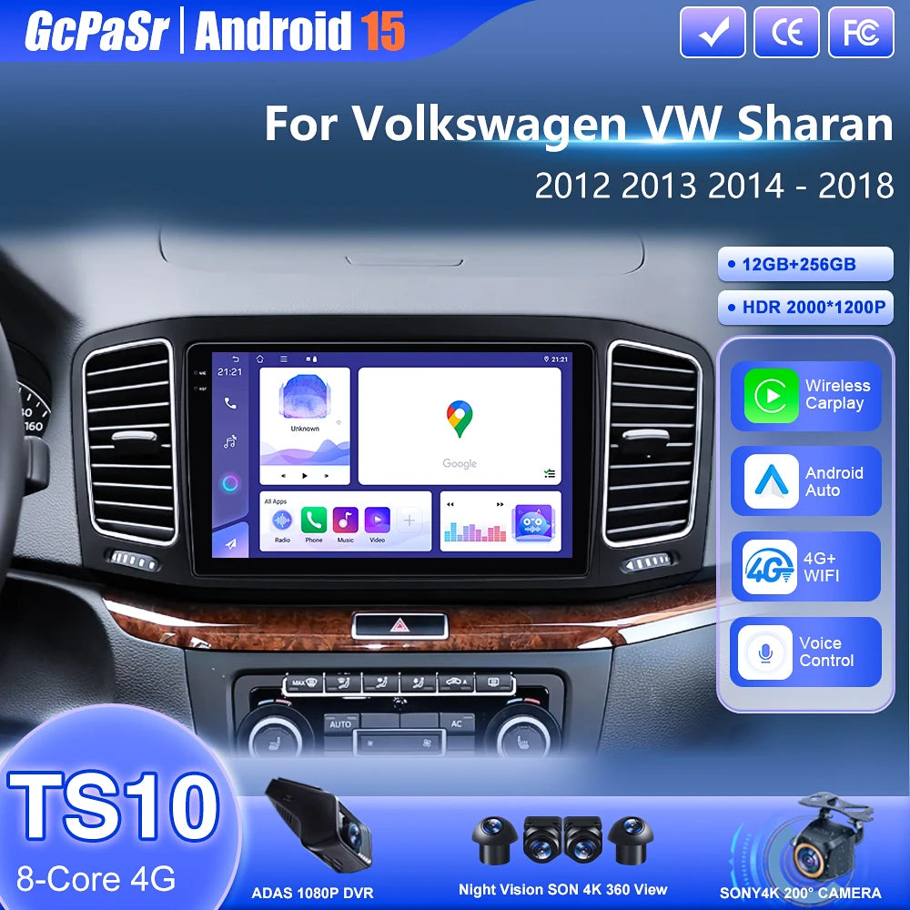 Car Android For Volkswagen VW Sharan 2012 - 2018 Auto Radio Stereo Head Unit Multimedia Pl