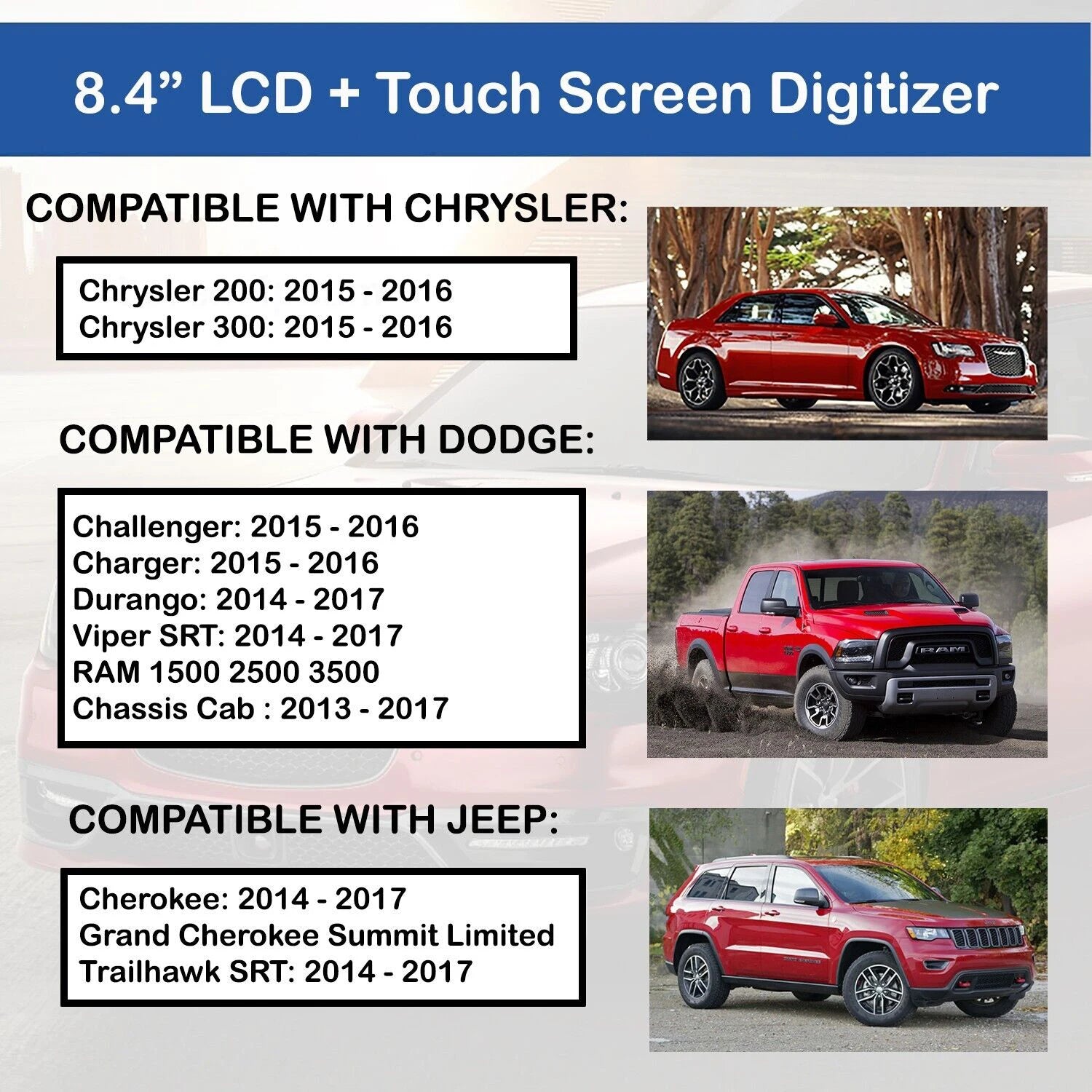 8.4 Inch Uconnect LCD Monitor Touch Screen DJ084NA-01A For Dodge RAM 1500 2500 3500 Charge