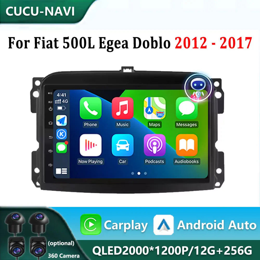 For Fiat 500L Egea Doblo 2012 - 2017 Android Auto Carplay Car Radio Audio Multimedia Playe | AUTOKITSHOP