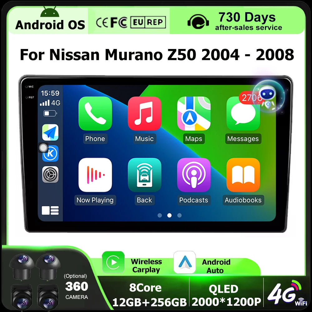 Android 16 Auto Carplay For Nissan Murano Z50 2004-2008 Car Radio Multimedia Video Player