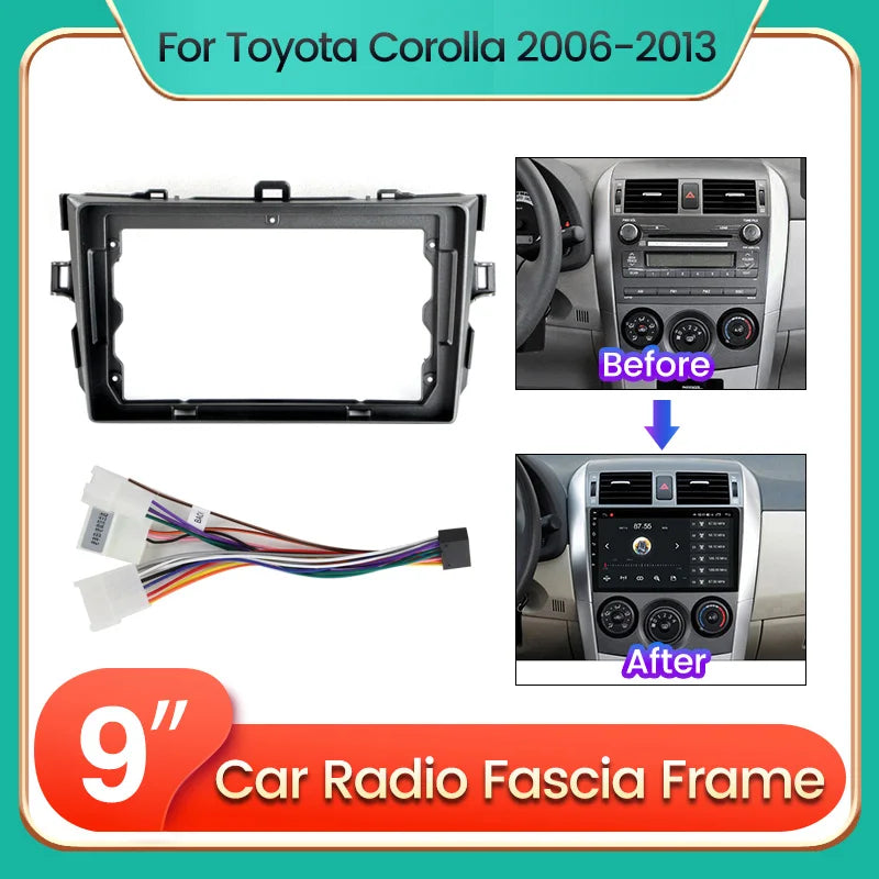 For Toyota Corolla 2006-2013 Car Radio Center Console Matching Panel Kit Frame Harness 9 I | AUTOKITSHOP