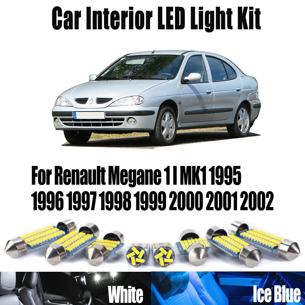 10-Piece LED Interior Light Kit for Renault Megane 1 I MK1 1995 - 1997 - Canbus Dome Map Door Trunk Bulbs | AUTOKITSHOP