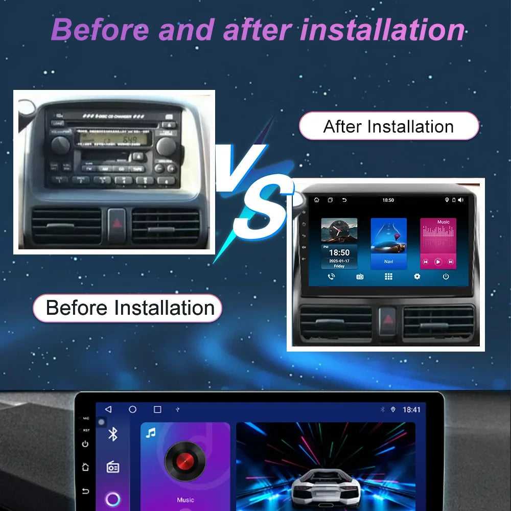 Android 15 Car For Honda CR-V CRV 2001 2002 2003 2004 2005 2006 Automotive Multimedia Vide