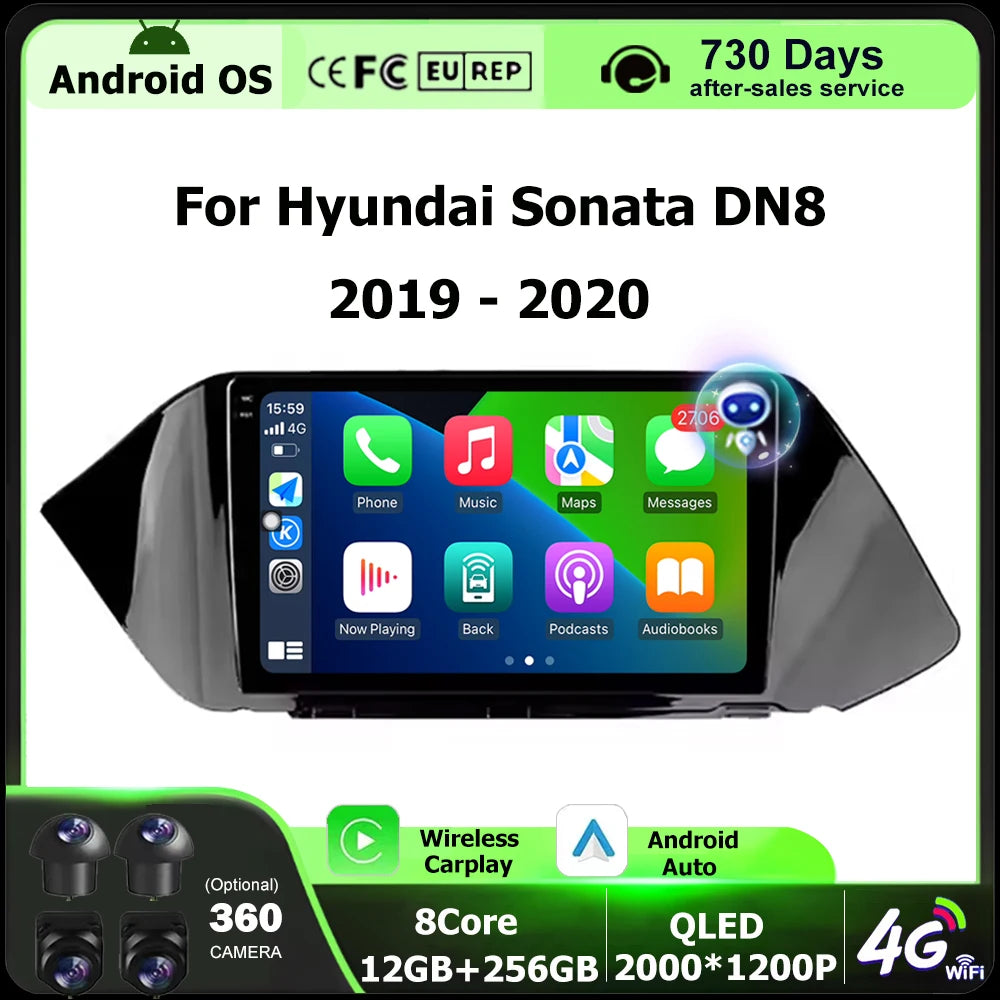 Android 16 Auto For Hyundai Sonata DN8 2019 - 2020 Car Radio Multimedia Video Player GPS N