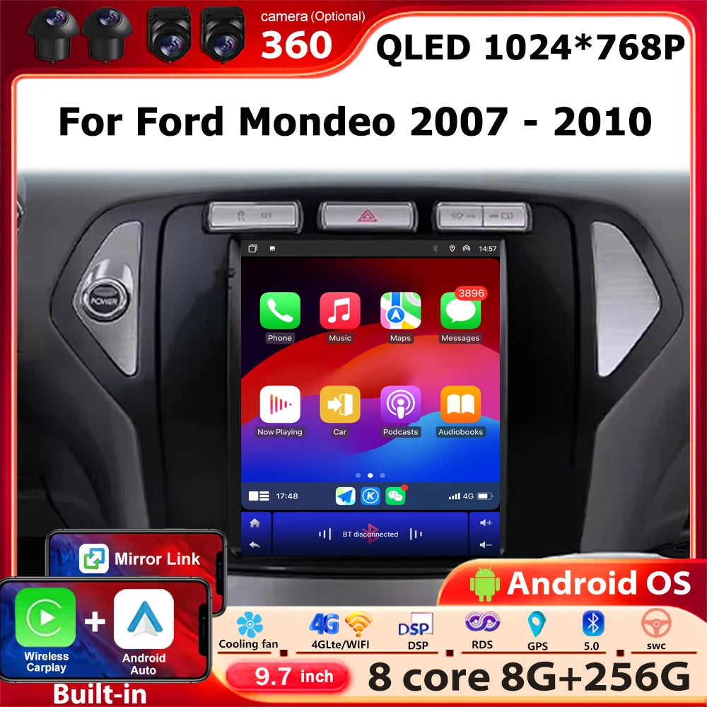 9.7 Inch For Ford Mondeo 2007 - 2010 Android 16 Car Radio Multimedia Video Player GPS Navi