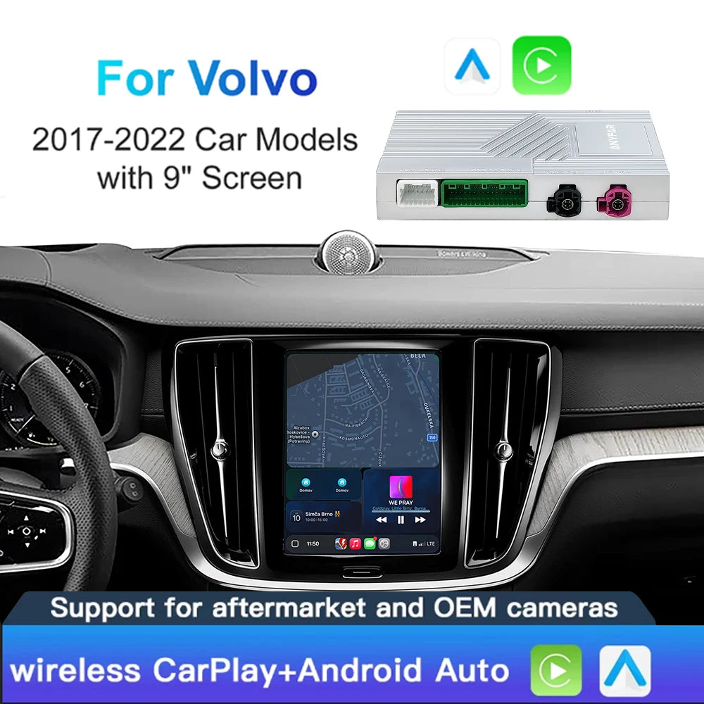 Wireless CarPlay Android Auto Retrofit Kit Decoder Box CarPlay Interface For Volvo 2017-20