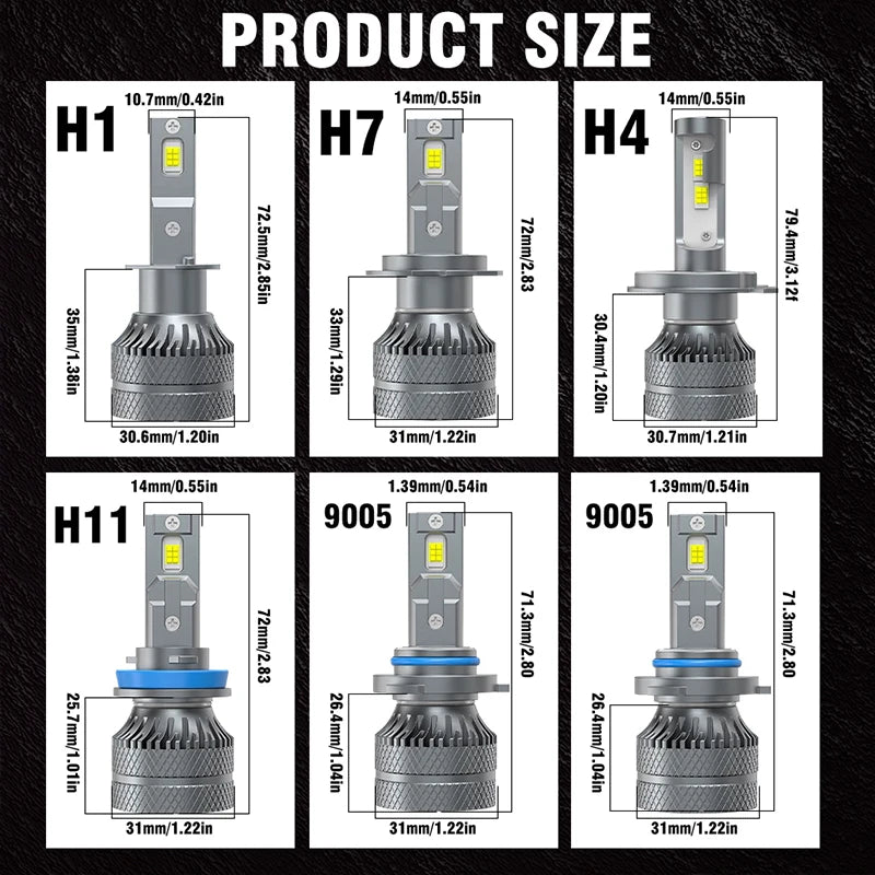 4500W 4500000LM Canbus H4 H7 H1 LED H8 H9 H11 9005 9006 9012 HB3 HB4 Car LED Headlight Aut