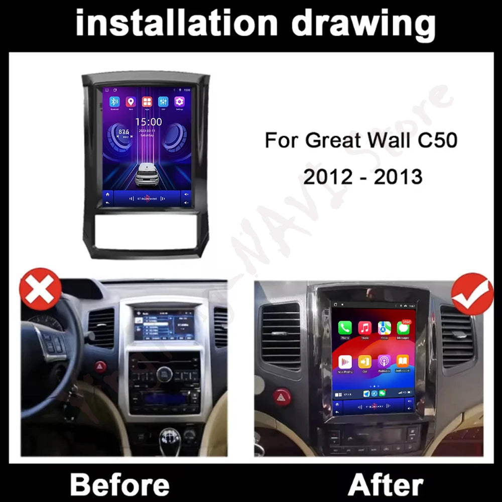 9.7 lnch DSP IPS Screen For Great Wall C50 2012-2013 Android 16 Carplay Auto Car Radio Mul