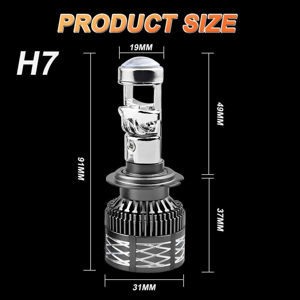 H7 H4 H11 LED Projector Lens Headlight H8 9005 9006 HB3 HB4 Car Bulb 6000K Canbus Turbo Hi