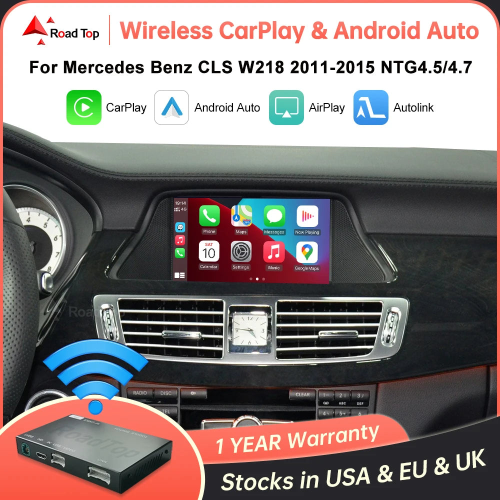 Road Top Wireless CarPlay Android Auto for Mercedes Benz CLS W218 2011-2015 with Mirror Li | AUTOKITSHOP