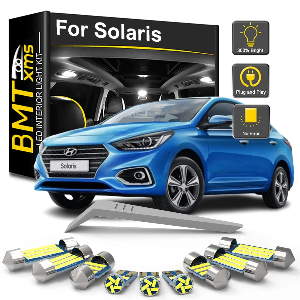 7-Piece LED Interior Light Kit for Hyundai Solaris 2011-2018 - Canbus Dome Map Door Trunk Bulbs | AUTOKITSHOP