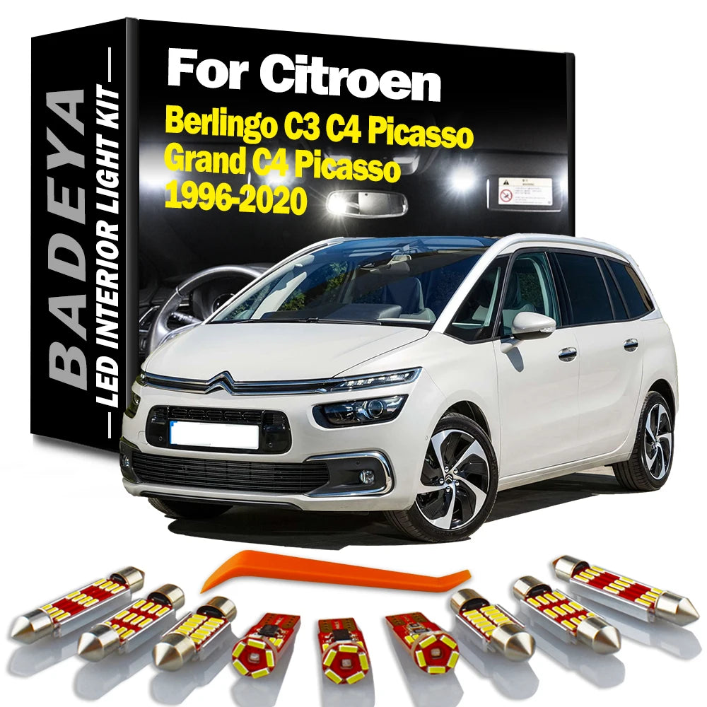 BADEYA Canbus LED Interior Map Dome Trunk Light Kit For Citroen Berlingo Grand Picasso C3