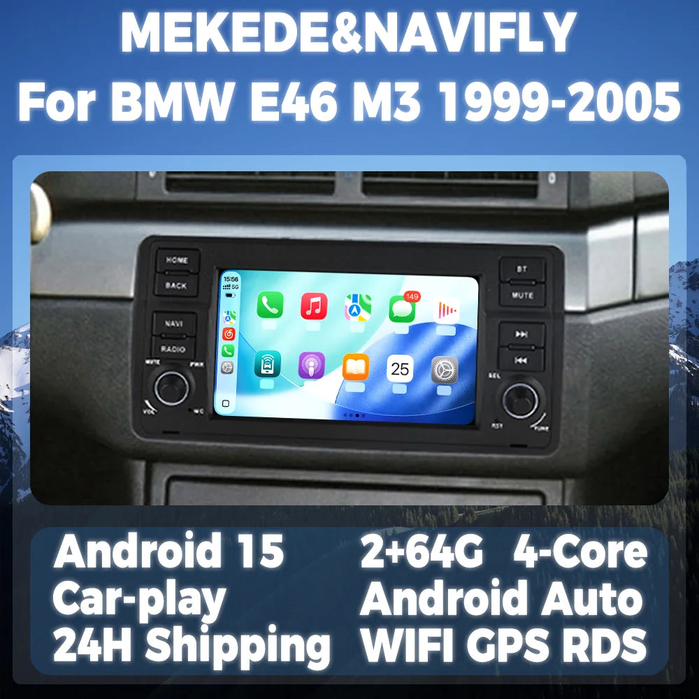 7" Android 15 Car Radio For BMW E46 M3 Rover 75 Coupe 1999-2005 Multimedia Player GPS Inte