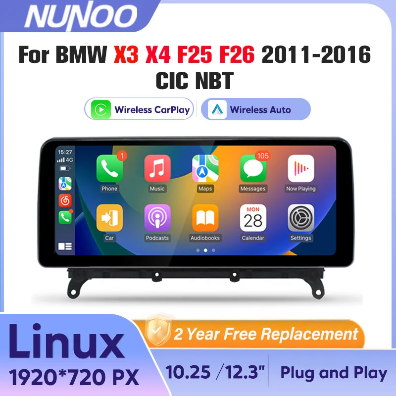 10.25 12.3 Inch For BMW X3 F25 X4 F26 Carplay Screen Car Stereo Android Auto Radio Multime