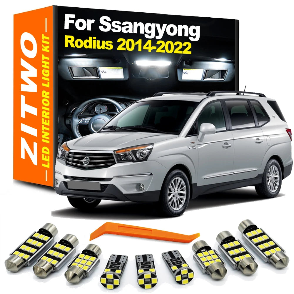 ZITWO 14Pcs LED Interior Light Trunk Sun Visor Bulb Kit Canbus For Ssangyong Rodius 2014 2015 2016 2017 2018 2019 2020 2021 2022
