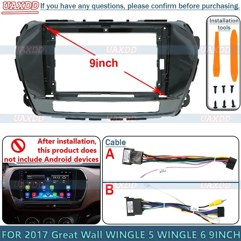 FOR Great Wall 2017WINGLE 5 WINGLE 6 9INCH Radio Android Stereo Frame Panel Fascia Dashboa