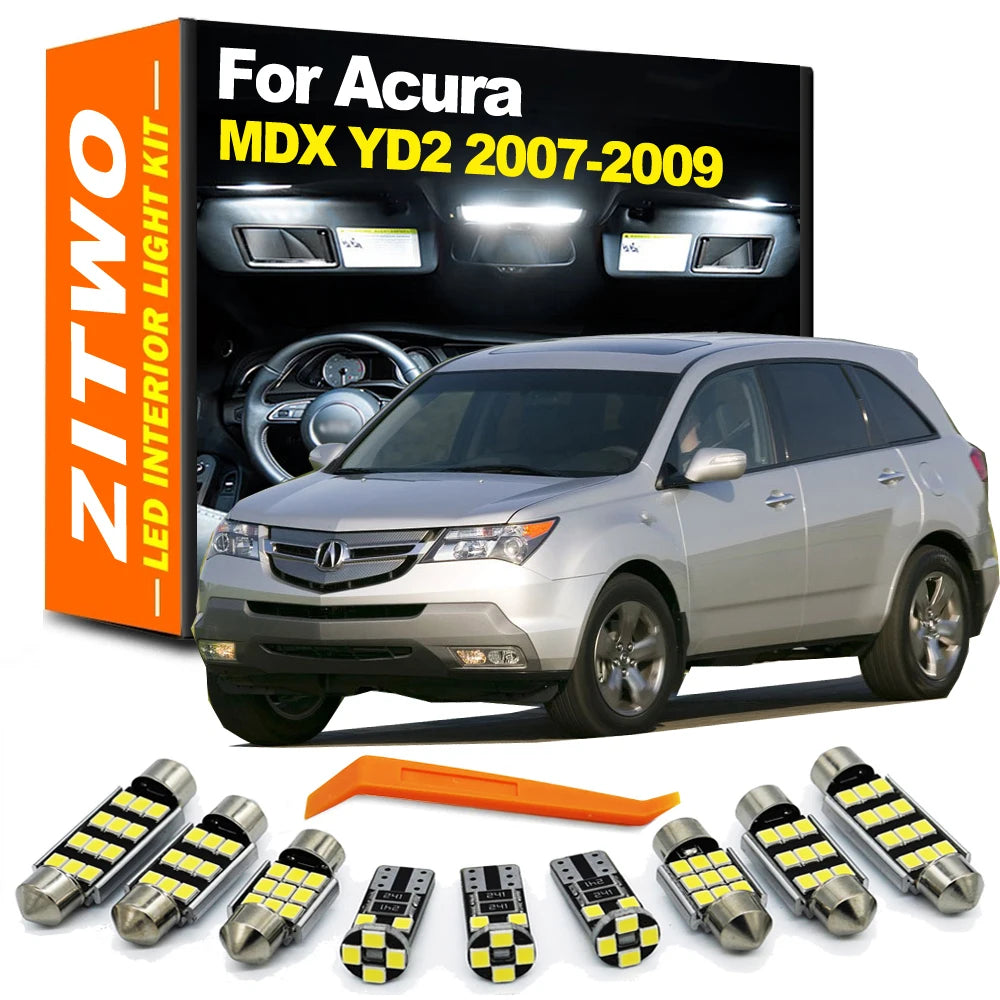 ZITWO 18Pcs For Acura MDX YD2 2007 2008 2009 Car Bulbs LED Interior Dome Map Reading Trunk Door Courtesy Light Kit Canbus