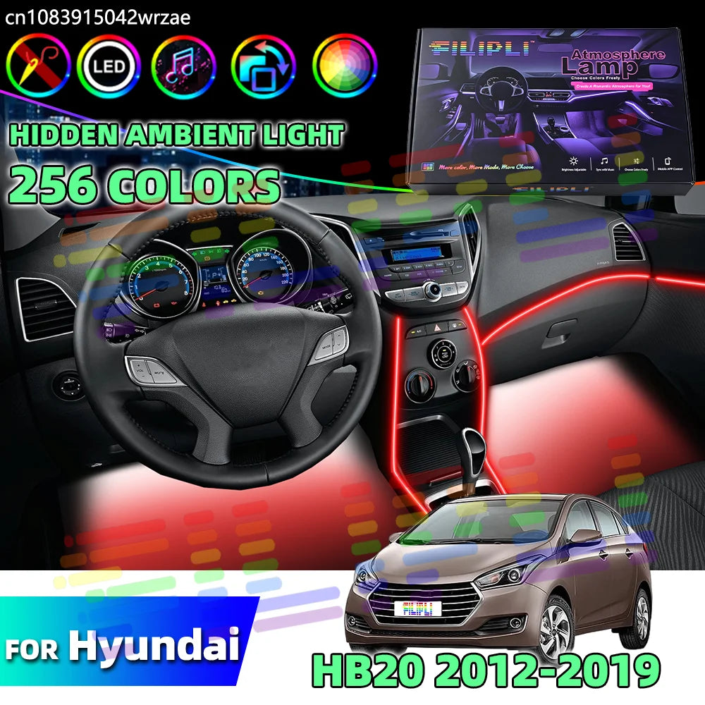64 RGB - Ambient Light - for Hyundai HB20 2012-2019 - App Control - Car Interior Lighting | AUTOKITSHOP