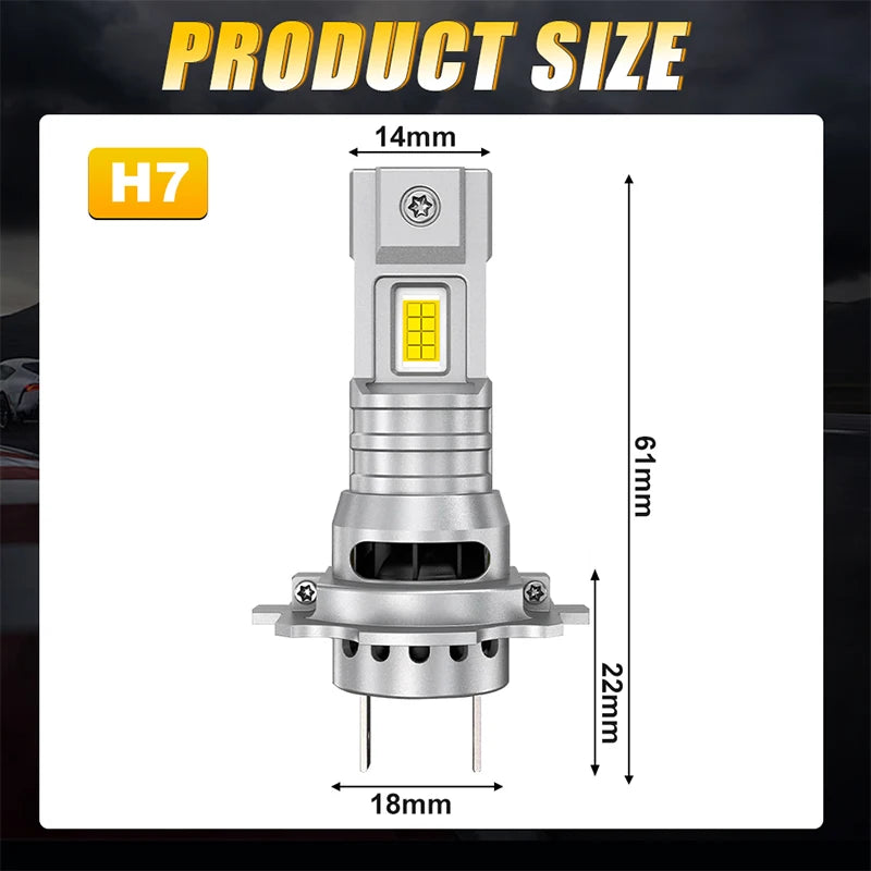 5000W 5000000LM High Power H7 LED Bulb Turbo Headlight 6000K 12V 24V CSP Powerful Best H7