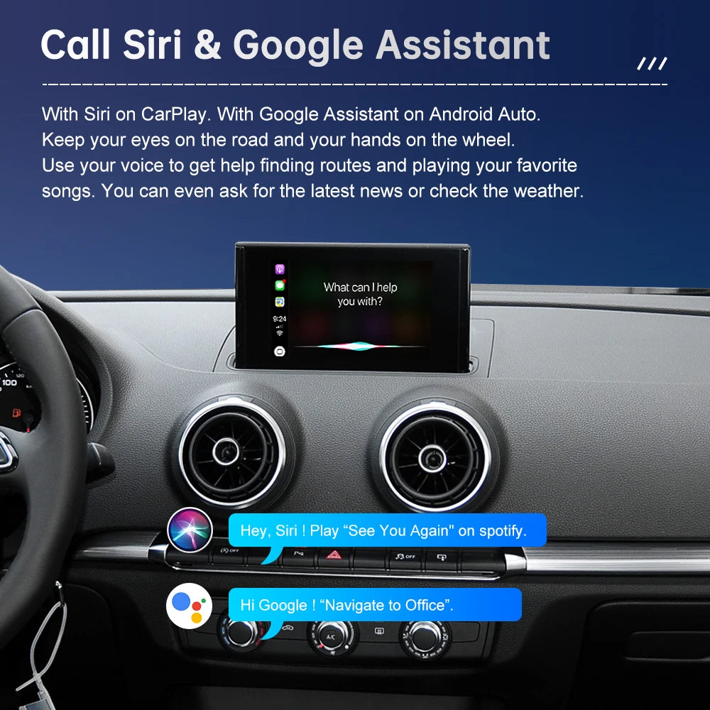 Android Auto Wireless CarPlay for Audi A3 8V Q2 2013-2018 Support AirPlay Mirrorring Camer