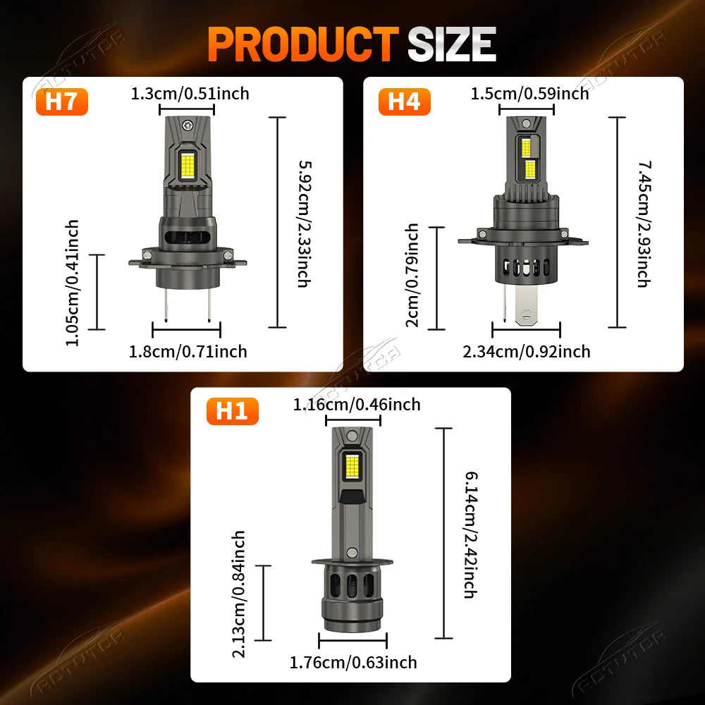 High Power H4 LED Headlight 1:1 Mini Size Headlamp 12800000LM Car Lamps Super Bright H1 H7